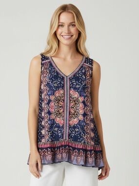 Bila Boho Peplum Tank Ruffle Oversized Top